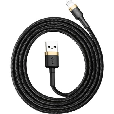 Baseus Braided Cable Lighting - USB-A male Black/Gold 1m (CATKLF-BV1)